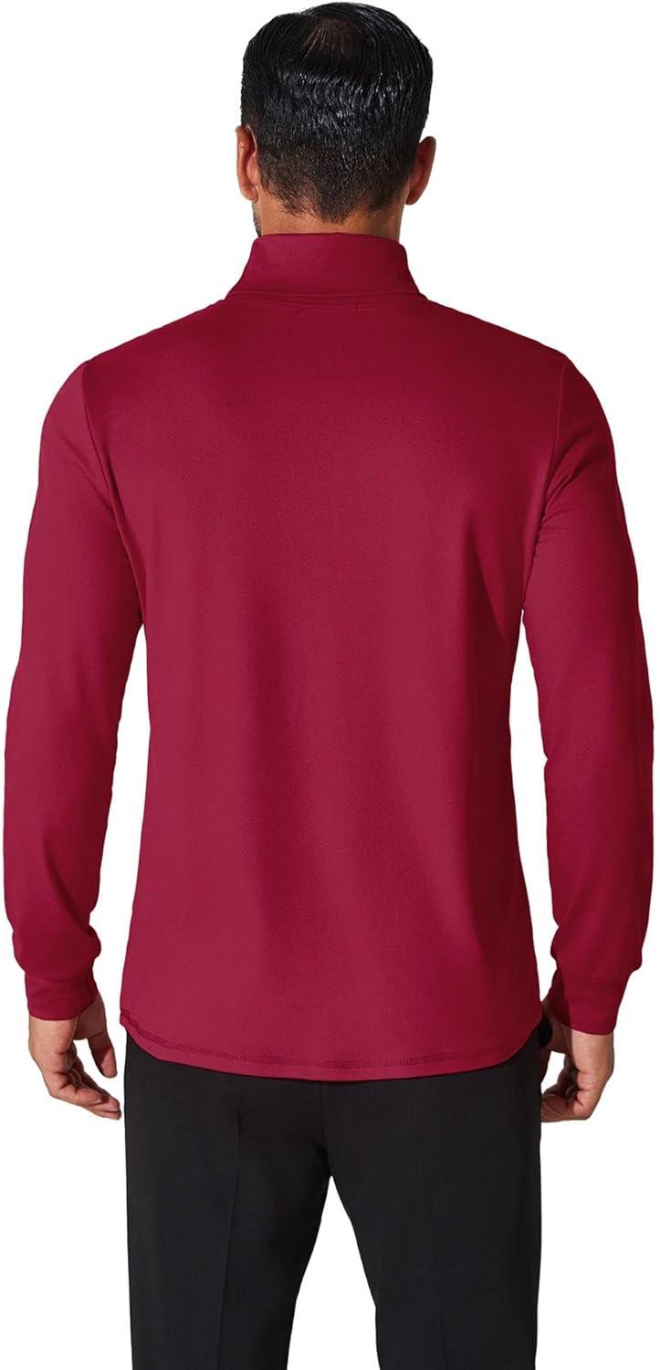 imageCOOFANDY Mens Turtleneck T Shirt Long Sleeve Pullover Sweater Slim Fit Lightweight Thermal Undershirt TopsWine Red