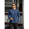 imageCOOFANDY Mens Cotton Hipster Hip Hop Longline Crewneck T Shirts Casual Long Sleeve Tees Curved Hem Gym ShirtsOne Piece Blue