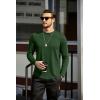 imageCOOFANDY Mens Cotton Hipster Hip Hop Longline Crewneck T Shirts Casual Long Sleeve Tees Curved Hem Gym ShirtsOne Piece Dark Green