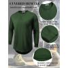 imageCOOFANDY Mens Cotton Hipster Hip Hop Longline Crewneck T Shirts Casual Long Sleeve Tees Curved Hem Gym ShirtsOne Piece Dark Green