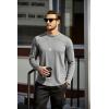 imageCOOFANDY Mens Cotton Hipster Hip Hop Longline Crewneck T Shirts Casual Long Sleeve Tees Curved Hem Gym ShirtsOne Piece Dark Grey