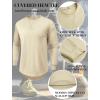 imageCOOFANDY Mens Cotton Hipster Hip Hop Longline Crewneck T Shirts Casual Long Sleeve Tees Curved Hem Gym ShirtsOne Piece Light Khaki