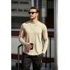 imageCOOFANDY Mens Cotton Hipster Hip Hop Longline Crewneck T Shirts Casual Long Sleeve Tees Curved Hem Gym ShirtsOne Piece Light Khaki
