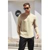 imageCOOFANDY Mens Cotton Hipster Hip Hop Longline Crewneck T Shirts Casual Long Sleeve Tees Curved Hem Gym ShirtsOne Piece Light Khaki