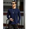 imageCOOFANDY Mens Cotton Hipster Hip Hop Longline Crewneck T Shirts Casual Long Sleeve Tees Curved Hem Gym ShirtsOne Piece Navy Blue