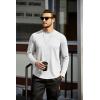 imageCOOFANDY Mens Cotton Hipster Hip Hop Longline Crewneck T Shirts Casual Long Sleeve Tees Curved Hem Gym ShirtsOne Piece White