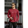 imageCOOFANDY Mens Cotton Hipster Hip Hop Longline Crewneck T Shirts Casual Long Sleeve Tees Curved Hem Gym ShirtsOne Piece Wine Red