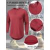 imageCOOFANDY Mens Cotton Hipster Hip Hop Longline Crewneck T Shirts Casual Long Sleeve Tees Curved Hem Gym ShirtsOne Piece Wine Red