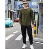 imageCOOFANDY Mens Cotton Hipster Hip Hop Longline Crewneck T Shirts Casual Long Sleeve Tees Curved Hem Gym ShirtsTwo Pack Black  Olive
