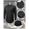 imageCOOFANDY Mens Cotton Hipster Hip Hop Longline Crewneck T Shirts Casual Long Sleeve Tees Curved Hem Gym ShirtsTwo Pack Black  Olive