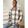 imageCOOFANDY Mens Flannel Shirts Casual Button Down Plaid Shirt Jacket Long Sleeve Fleece ShacketBlackbeige Plaid