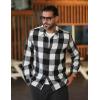 imageCOOFANDY Mens Flannel Shirts Casual Button Down Plaid Shirt Jacket Long Sleeve Fleece ShacketBlackwhite Plaid
