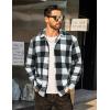 imageCOOFANDY Mens Flannel Shirts Casual Button Down Plaid Shirt Jacket Long Sleeve Fleece ShacketBlackwhite Plaid
