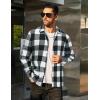 imageCOOFANDY Mens Flannel Shirts Casual Button Down Plaid Shirt Jacket Long Sleeve Fleece ShacketBlackwhite Plaid