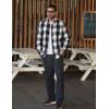 imageCOOFANDY Mens Flannel Shirts Casual Button Down Plaid Shirt Jacket Long Sleeve Fleece ShacketBlackwhite Plaid