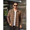 imageCOOFANDY Mens Flannel Shirts Casual Button Down Plaid Shirt Jacket Long Sleeve Fleece ShacketBrownwhite Plaid