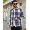 imageCOOFANDY Mens Flannel Shirts Casual Button Down Plaid Shirt Jacket Long Sleeve Fleece ShacketDark Bluewhite Plaid