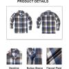 imageCOOFANDY Mens Flannel Shirts Casual Button Down Plaid Shirt Jacket Long Sleeve Fleece ShacketDark Bluewhite Plaid