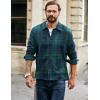 imageCOOFANDY Mens Flannel Shirts Casual Button Down Plaid Shirt Jacket Long Sleeve Fleece ShacketGreennavy Plaid