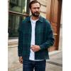 imageCOOFANDY Mens Flannel Shirts Casual Button Down Plaid Shirt Jacket Long Sleeve Fleece ShacketGreennavy Plaid