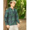 imageCOOFANDY Mens Flannel Shirts Casual Button Down Plaid Shirt Jacket Long Sleeve Fleece ShacketGreennavy Plaid