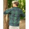 imageCOOFANDY Mens Flannel Shirts Casual Button Down Plaid Shirt Jacket Long Sleeve Fleece ShacketGreennavy Plaid
