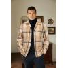 imageCOOFANDY Mens Flannel Shirts Casual Button Down Plaid Shirt Jacket Long Sleeve Fleece ShacketKhakibeige Plaid