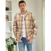 imageCOOFANDY Mens Flannel Shirts Casual Button Down Plaid Shirt Jacket Long Sleeve Fleece ShacketKhakibeige Plaid
