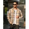 imageCOOFANDY Mens Flannel Shirts Casual Button Down Plaid Shirt Jacket Long Sleeve Fleece ShacketKhakibeige Plaid
