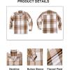 imageCOOFANDY Mens Flannel Shirts Casual Button Down Plaid Shirt Jacket Long Sleeve Fleece ShacketKhakiwhite Plaid