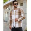 imageCOOFANDY Mens Flannel Shirts Casual Button Down Plaid Shirt Jacket Long Sleeve Fleece ShacketKhakiwhite Plaid