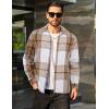 imageCOOFANDY Mens Flannel Shirts Casual Button Down Plaid Shirt Jacket Long Sleeve Fleece ShacketKhakiwhite Plaid