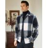 imageCOOFANDY Mens Flannel Shirts Casual Button Down Plaid Shirt Jacket Long Sleeve Fleece ShacketNavywhite Plaid