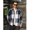 imageCOOFANDY Mens Flannel Shirts Casual Button Down Plaid Shirt Jacket Long Sleeve Fleece ShacketNavywhite Plaid