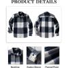 imageCOOFANDY Mens Flannel Shirts Casual Button Down Plaid Shirt Jacket Long Sleeve Fleece ShacketNavywhite Plaid