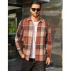imageCOOFANDY Mens Flannel Shirts Casual Button Down Plaid Shirt Jacket Long Sleeve Fleece ShacketOrangekhaki Plaid