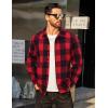 imageCOOFANDY Mens Flannel Shirts Casual Button Down Plaid Shirt Jacket Long Sleeve Fleece ShacketRedblack Plaid