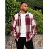 imageCOOFANDY Mens Flannel Shirts Casual Button Down Plaid Shirt Jacket Long Sleeve Fleece ShacketRedwhite Plaid