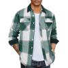 imageCOOFANDY Mens Flannel Shirts Long Sleeve Fleece Plaid Jacket Casual Stylish Button Down Shirts with PocketsGreen