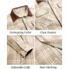 imageCOOFANDY Mens Flannel Shirts Long Sleeve Fleece Plaid Jacket Casual Stylish Button Down Shirts with PocketsLight Khaki