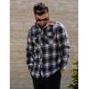 imageCOOFANDY Mens Flannel Shirts Long Sleeve Fleece Plaid Jacket Casual Stylish Button Down Shirts with PocketsNavy