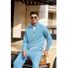 imageCOOFANDY Mens Tracksuit 2 Piece Relaxed Fit Halfzip Sweatsuits Athletic Running Jogging Suit SetsLight Blue