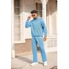 imageCOOFANDY Mens Tracksuit 2 Piece Relaxed Fit Halfzip Sweatsuits Athletic Running Jogging Suit SetsLight Blue