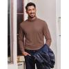 imageCOOFANDY Mens Turtleneck T Shirt Long Sleeve Pullover Sweater Slim Fit Lightweight Thermal Undershirt TopsBrown