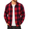 imageCOOFANDY Mens Flannel Shirts Casual Button Down Plaid Shirt Jacket Long Sleeve Fleece ShacketRedblack Plaid