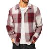 imageCOOFANDY Mens Flannel Shirts Casual Button Down Plaid Shirt Jacket Long Sleeve Fleece ShacketRedwhite Plaid