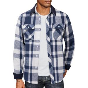 imageCOOFANDY Mens Flannel Shirts Long Sleeve Fleece Plaid Jacket Casual Stylish Button Down Shirts with PocketsBlue