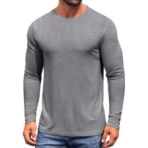 imageCOOFANDY Mens Long Sleeve Tee Shirts Crew Neck TShirt Casual Pullover Basic Tees Soft Stretch TshirtsAthletic Heather