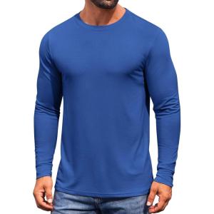 imageCOOFANDY Mens Long Sleeve Tee Shirts Crew Neck TShirt Casual Pullover Basic Tees Soft Stretch TshirtsBlue