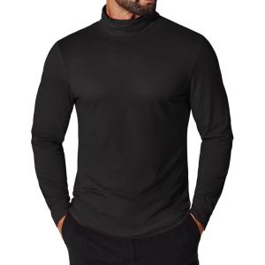 imageCOOFANDY Mens Turtleneck T Shirt Long Sleeve Pullover Sweater Slim Fit Lightweight Thermal Undershirt TopsBlack